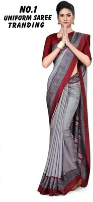 SimSim Trendz Printed Daily Wear Polyester Saree(Grey)