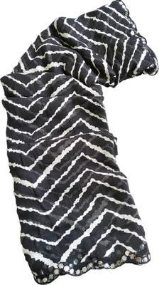 KalaMandirsari Printed Leheria Georgette Saree(Black, White)