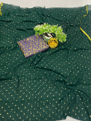 JiproStore Polka Print Daily Wear Chiffon Saree(Pack of 2, Dark Green)