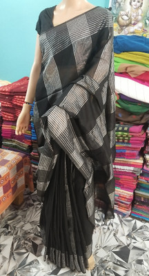 Tantikatha Woven Handloom Pure Cotton Saree(Black)