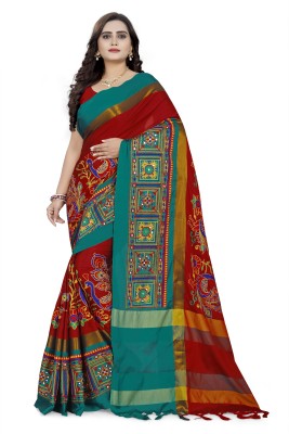 Arriva Fab Embroidered Bollywood Cotton Silk Saree(Multicolor)