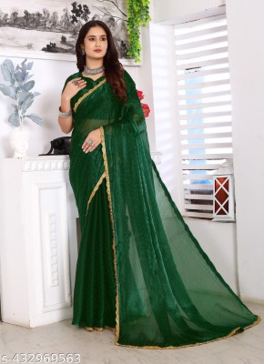 zili Self Design Bollywood Silk Blend Saree(Green)