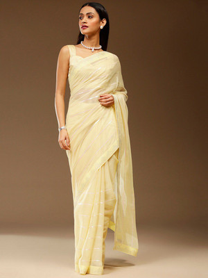 Sangria Woven Daily Wear Chiffon Saree(Yellow)