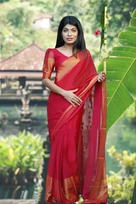 Vragi Embellished Bollywood Chiffon Saree(Red)