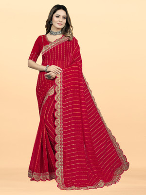 MAN PRIYA TRENDZ Self Design Bollywood Georgette Saree(Pink)