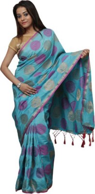 ZAK FABS Woven Banarasi Cotton Silk Saree(Light Blue)