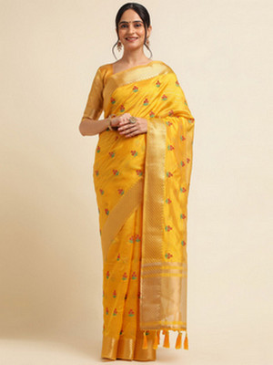 NEGRONI Woven Daily Wear Cotton Silk Saree(Yellow)