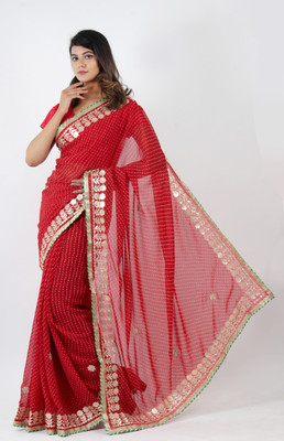 Rohit Designer Embroidered Bollywood Georgette Saree(Red)