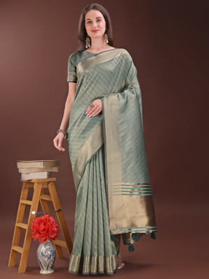 Divastri Woven Banarasi Organza Saree(Green)