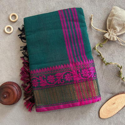 Rnn Saree Embroidered Handloom Pure Cotton Saree(Light Blue)