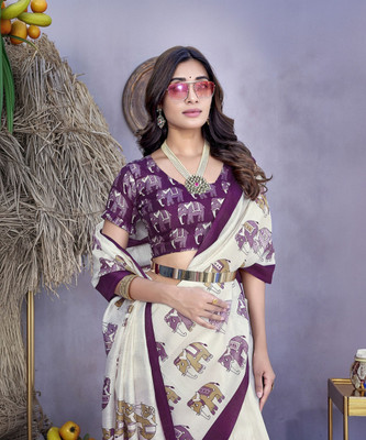 YASHIKA Printed Bollywood Art Silk Saree(Purple)