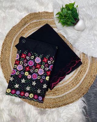 VIVAI CREATION Embroidered Berhampuri Georgette Saree(Black)