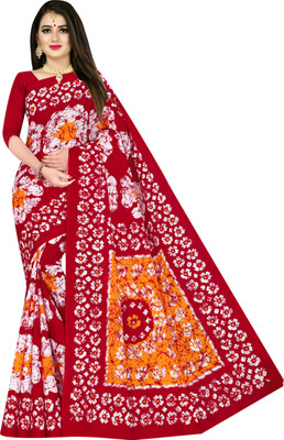 SARITA SAREES Printed Daily Wear Pure Cotton Saree(Red)