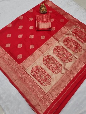 Wamsi Woven Kanjivaram Cotton Silk, Linen Saree(Red)