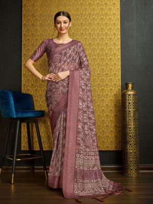 Divastri Digital Print Bollywood Silk Blend Saree(Purple)