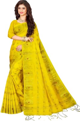 maadurga Woven Handloom Cotton Silk Saree(Yellow)