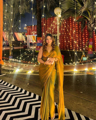 VADTALWALA Self Design Bollywood Chiffon Saree(Gold)