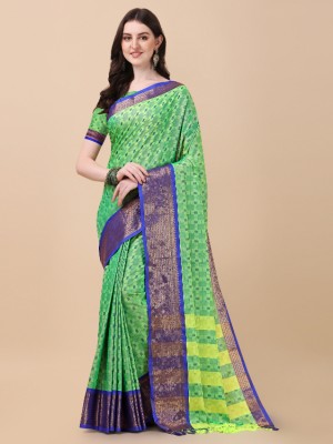 valida Embellished, Dyed Bollywood Cotton Jute Saree(Light Green)