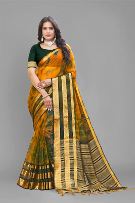 Aarunika IC Printed Bollywood Organza Saree(Green)