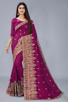 NETRA BOUTIQUE Printed, Self Design, Embroidered Bollywood Silk Blend, Art Silk Saree(Pink)