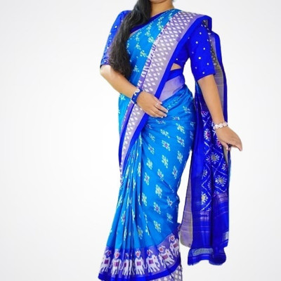 Suntex Printed Mysore Pure Silk Saree(Blue)