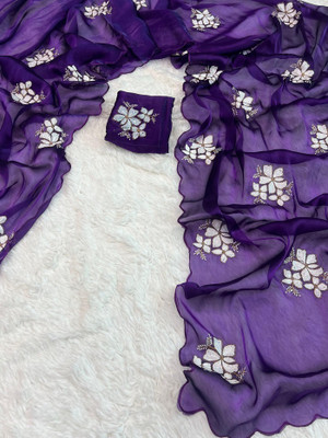 VIVAI CREATION Embellished Baluchari Silk Blend Saree(Purple)
