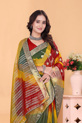 Aarunika SKT Solid/Plain Bollywood Organza Saree(Multicolor)