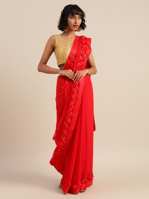 Divastri Self Design Bollywood Georgette Saree(Red)