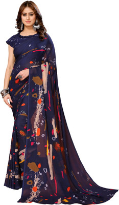 Priyashi Printed Bandhani Georgette Saree(Blue)