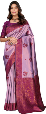 FusionCraftt Woven Kanjivaram Art Silk, Pure Silk Saree(Purple)