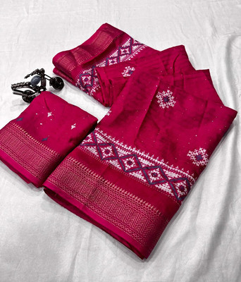 NavinyaVastra Printed Banarasi Jacquard Saree(Pink)