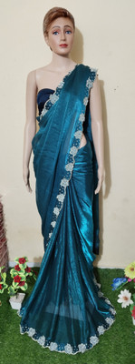 BRIJSHREYA FASHOIN Embellished Bollywood Pure Silk Saree(Blue)