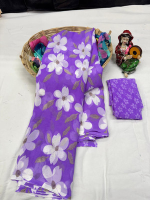 skeniz Printed Bollywood Georgette Saree(Purple)