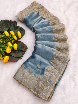 NIRMOHIFASHION Embroidered Bollywood Jimmy choo Saree(Light Blue)