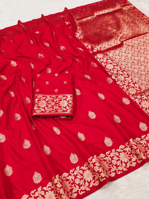 ZARISTACREATION Printed Bollywood Cotton Silk Saree(Red)