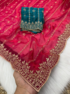 bhavika silk mills Embroidered Bollywood Georgette Saree(Pink)