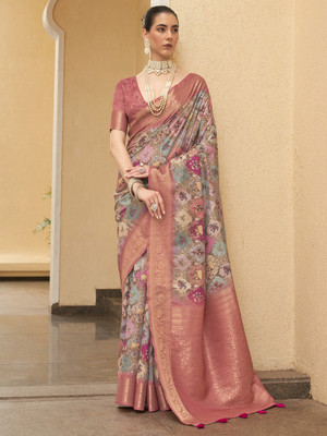 Tasrika Digital Print Chinnalapattu Tussar Silk Saree(Multicolor)