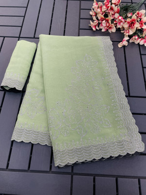 SHUBHDRASHTI NX Embellished Bollywood Organza Saree(Light Green)