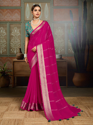 HouseOfCommon Woven Kanjivaram Tussar Silk Saree(Pink)