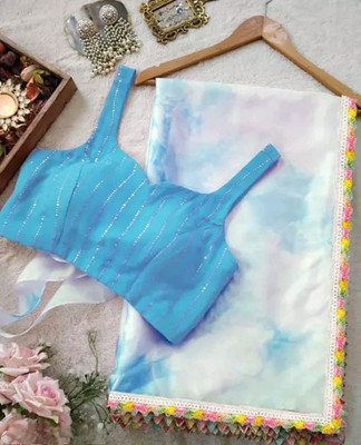 Tejal Creation Self Design Bollywood Organza Saree(Blue)