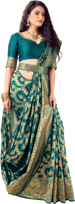 SIDDHESHWAR Self Design Assam Silk Lycra Blend Saree(Green)