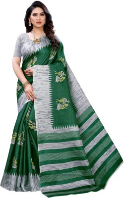 Priyashi Printed Mysore Art Silk Saree(Green)