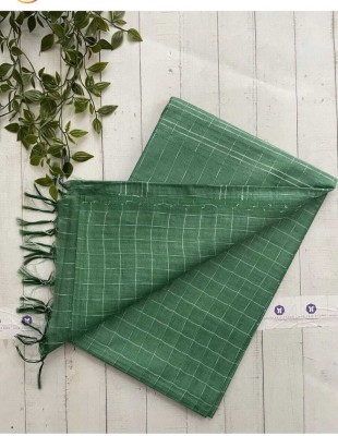 A R HANDLOOM Solid/Plain Bollywood Viscose Rayon, Silk Blend Saree(Green)