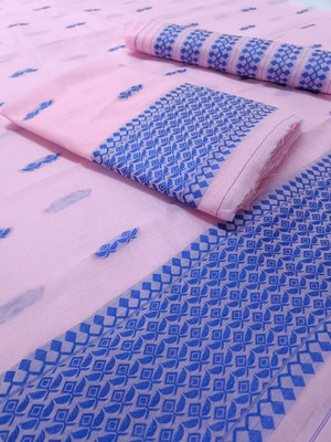 Sheden Lopez Creation Woven Mekhela Chador Cotton Silk Saree(Pink)