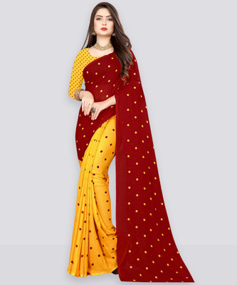 Anand Sarees Polka Print Daily Wear Georgette Saree(Maroon)