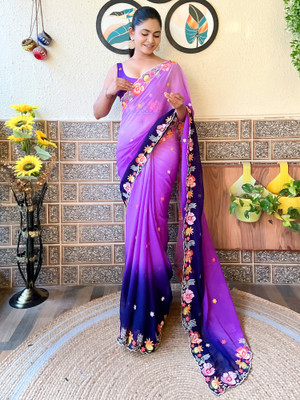 Divastri Embroidered Bollywood Georgette Saree(Purple)