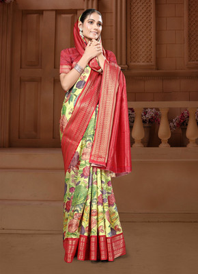 Rashmiwala Digital Print Bollywood Crepe Saree(Multicolor)
