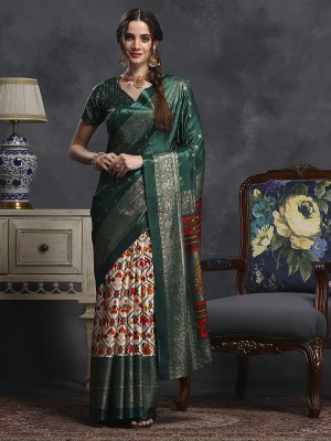 Sareemall Printed Daily Wear Silk Blend Saree(Green)