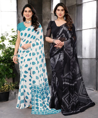 Moda Rapido Printed Bollywood Georgette Saree(Pack of 2, Multicolor)