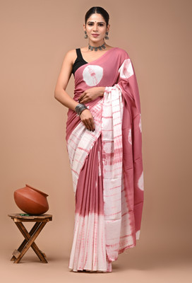 Sopariya Printed Daily Wear Pure Cotton Saree(Pink)